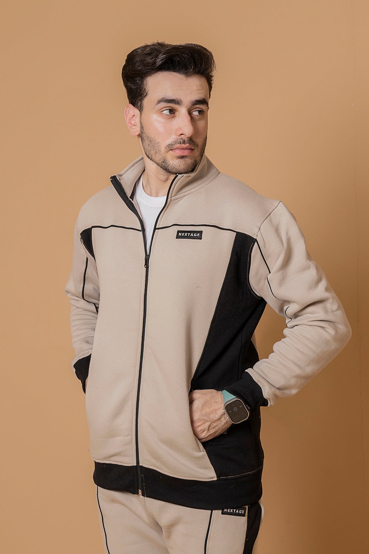 Moss Grey Piping Detail Tracksuit