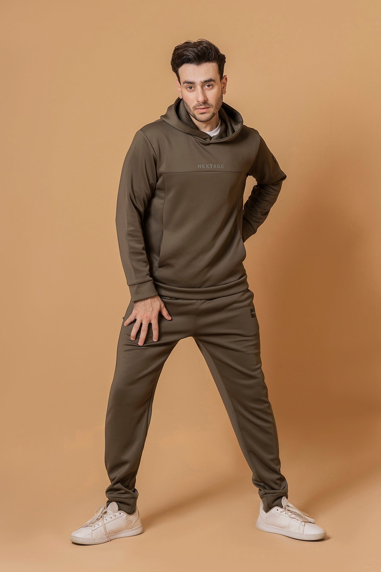 Nextage Olive Scuba Hooded Seems Detail Tracksuit