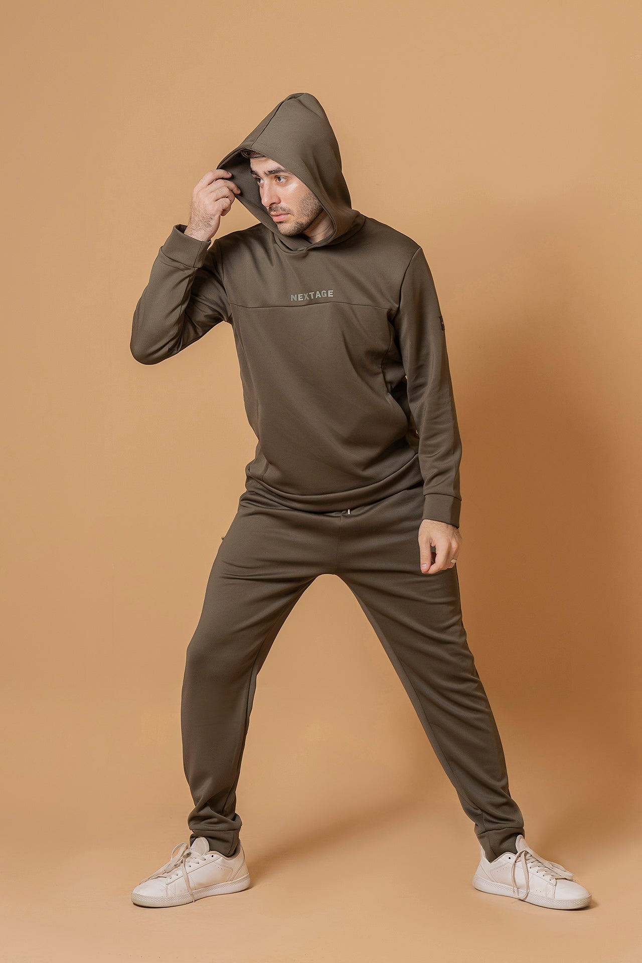 Nextage Olive Scuba Hooded Seems Detail Tracksuit
