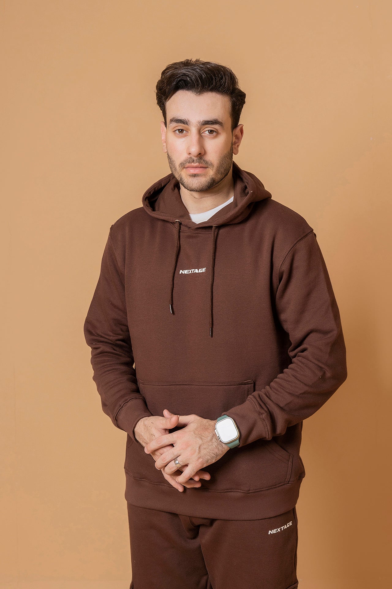 Chocolate Brown Hooded Cargo Tracksuit