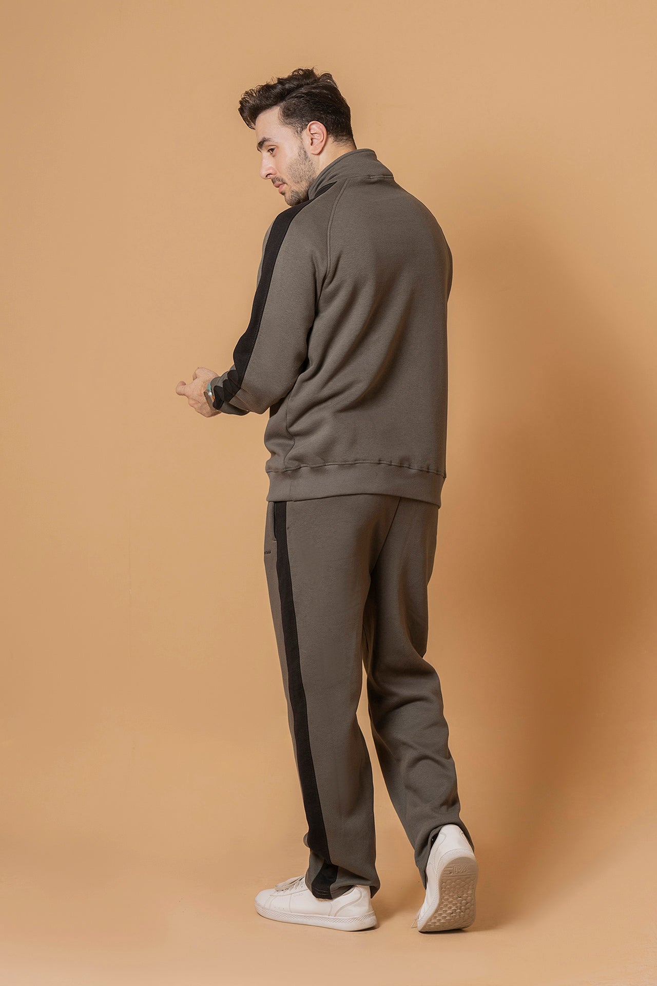 Olive Drab Funnel Popper Button Tracksuit