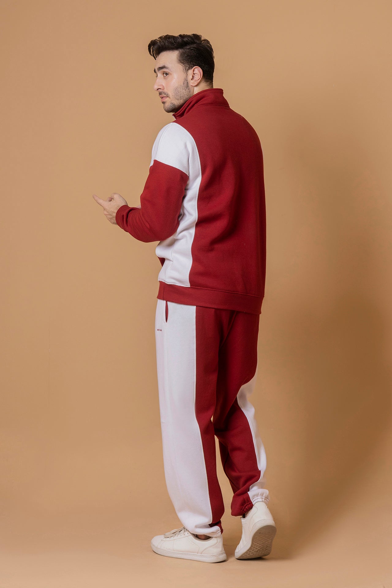 Merlot White Side Panel Tracksuit