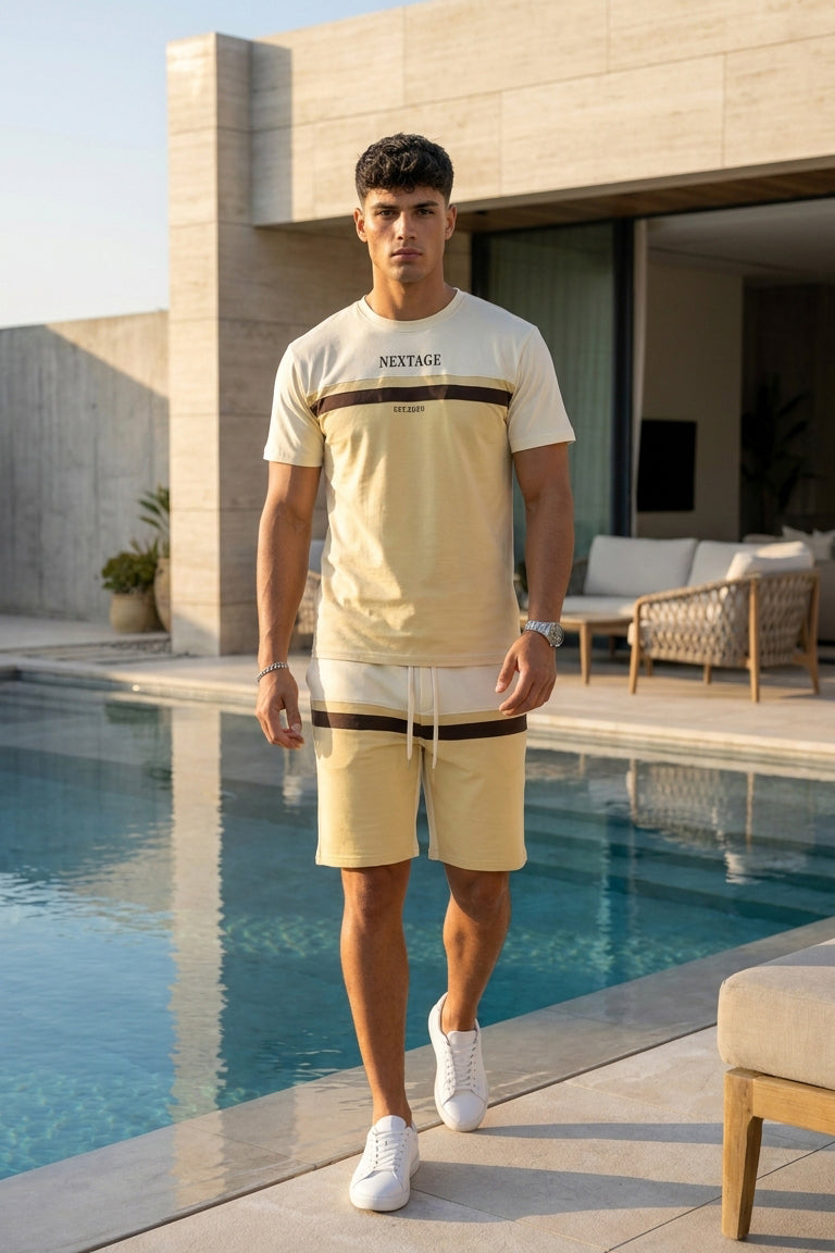 Nextage Cream Stripe Summer Short Set