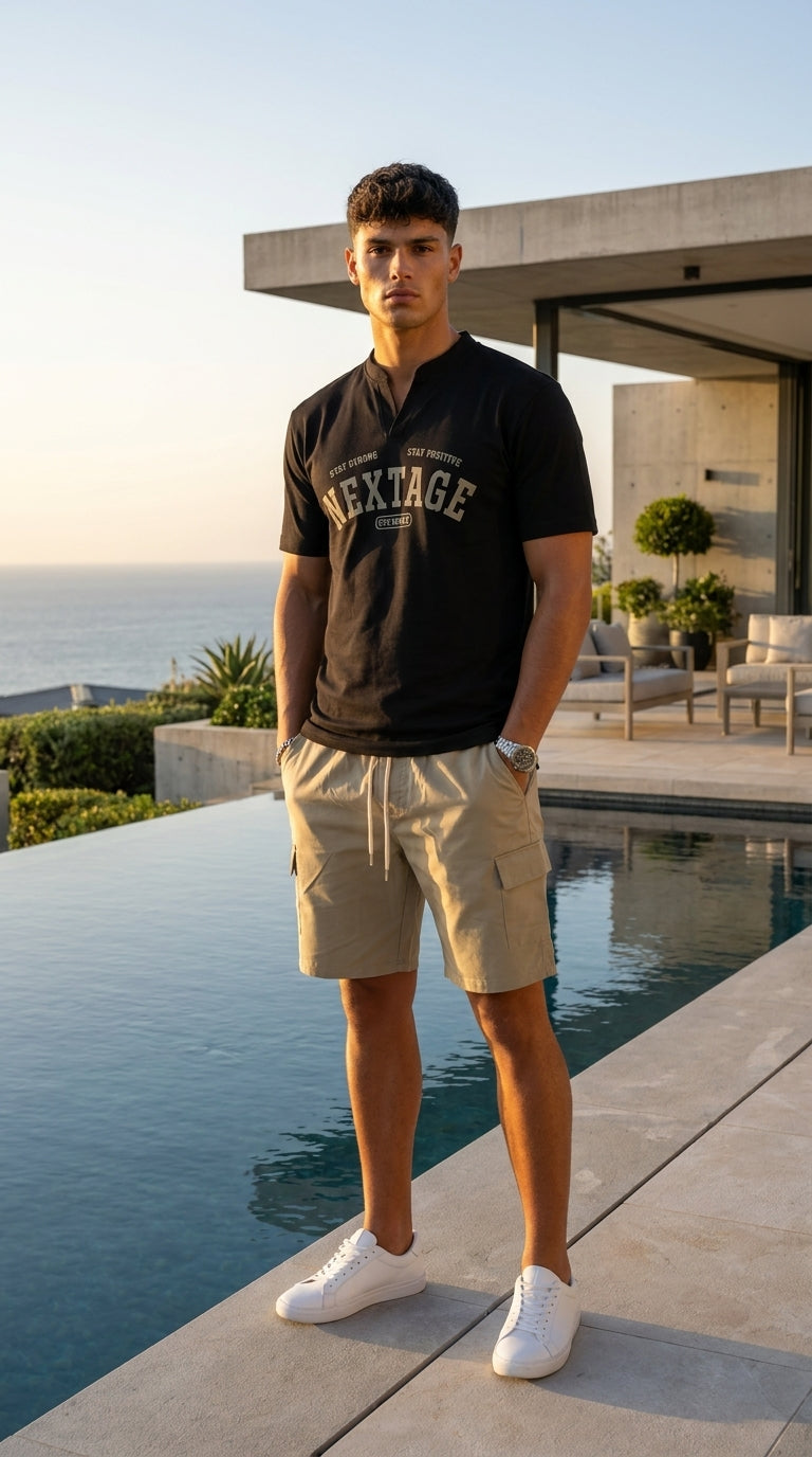 Nextage Black Sand Cargo Short Set