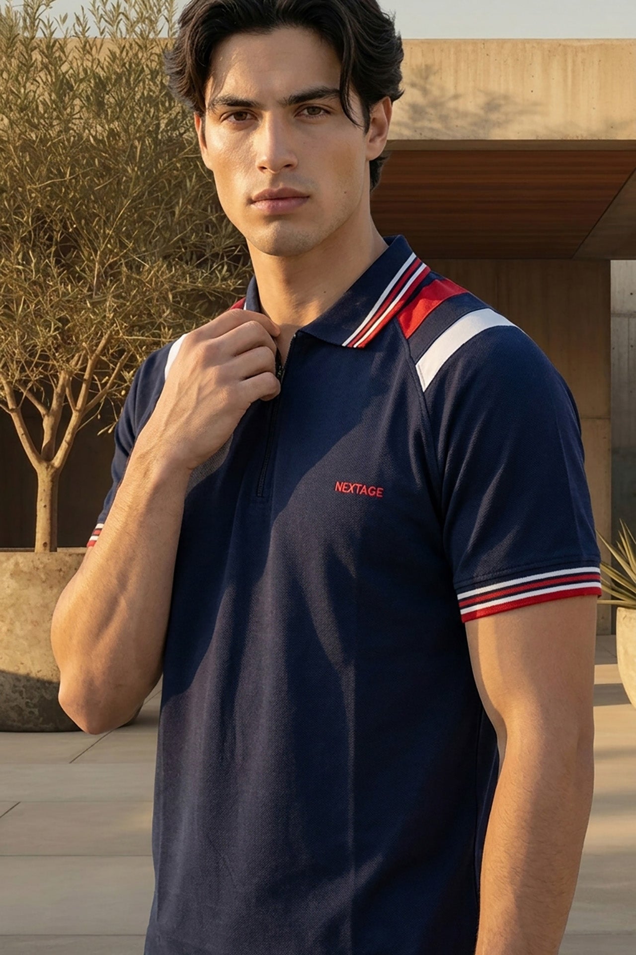 Nextage Twin Stripe Zip Polo Tracksuit