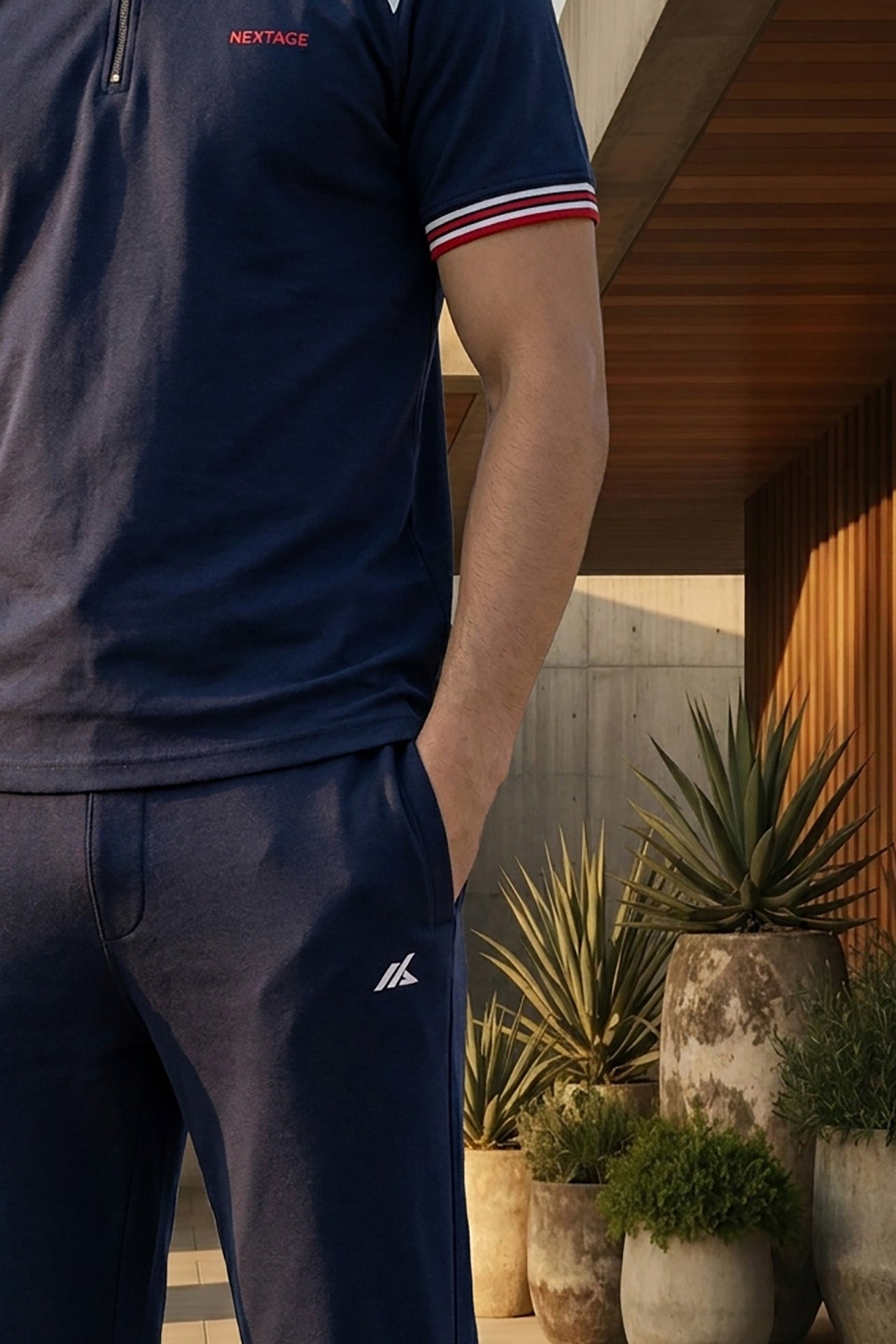 Nextage Twin Stripe Zip Polo Tracksuit