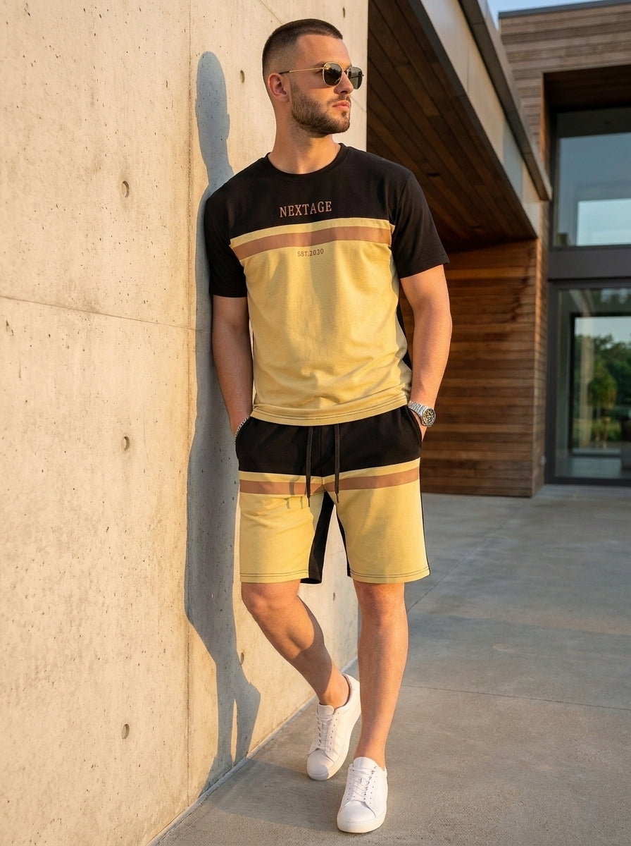 Nextage Black Beige Short Set