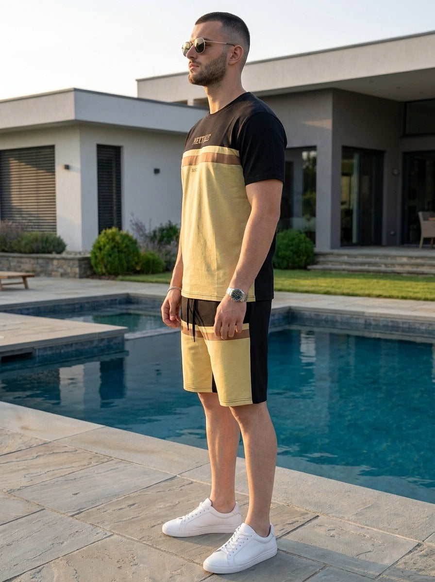 Nextage Black Beige Short Set