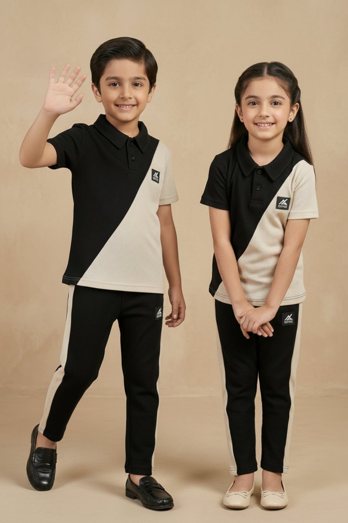Nextage Kids Waffle Knit Polo Tracksuit Image 2