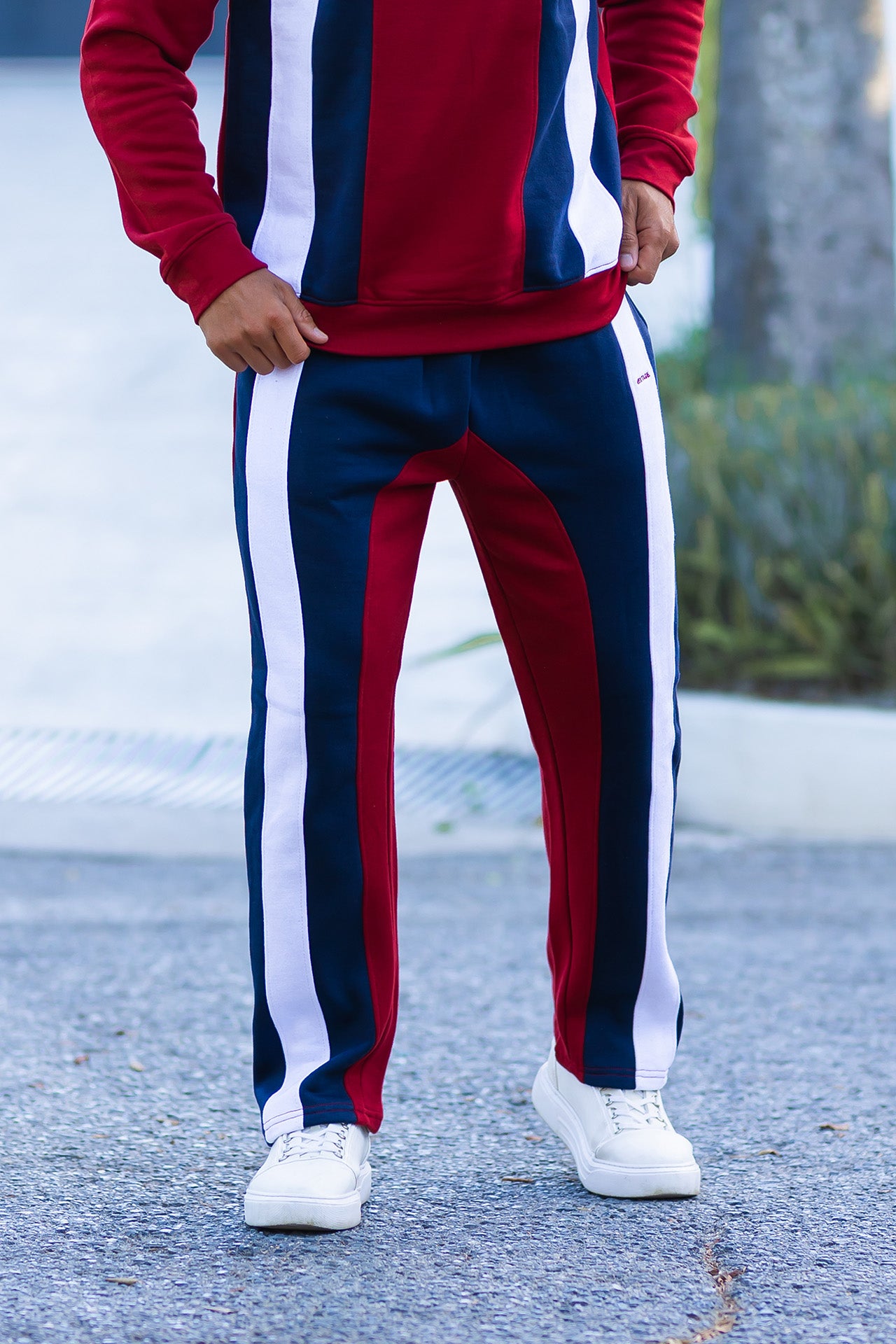 Nextage Striped Crew Neck Oversized Trouser