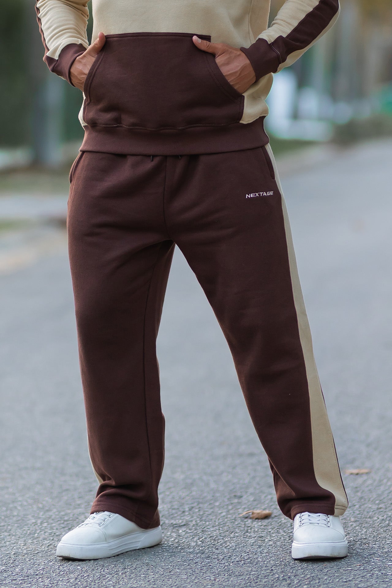 Nextage Beige Brown Cotton Fleece Trouser
