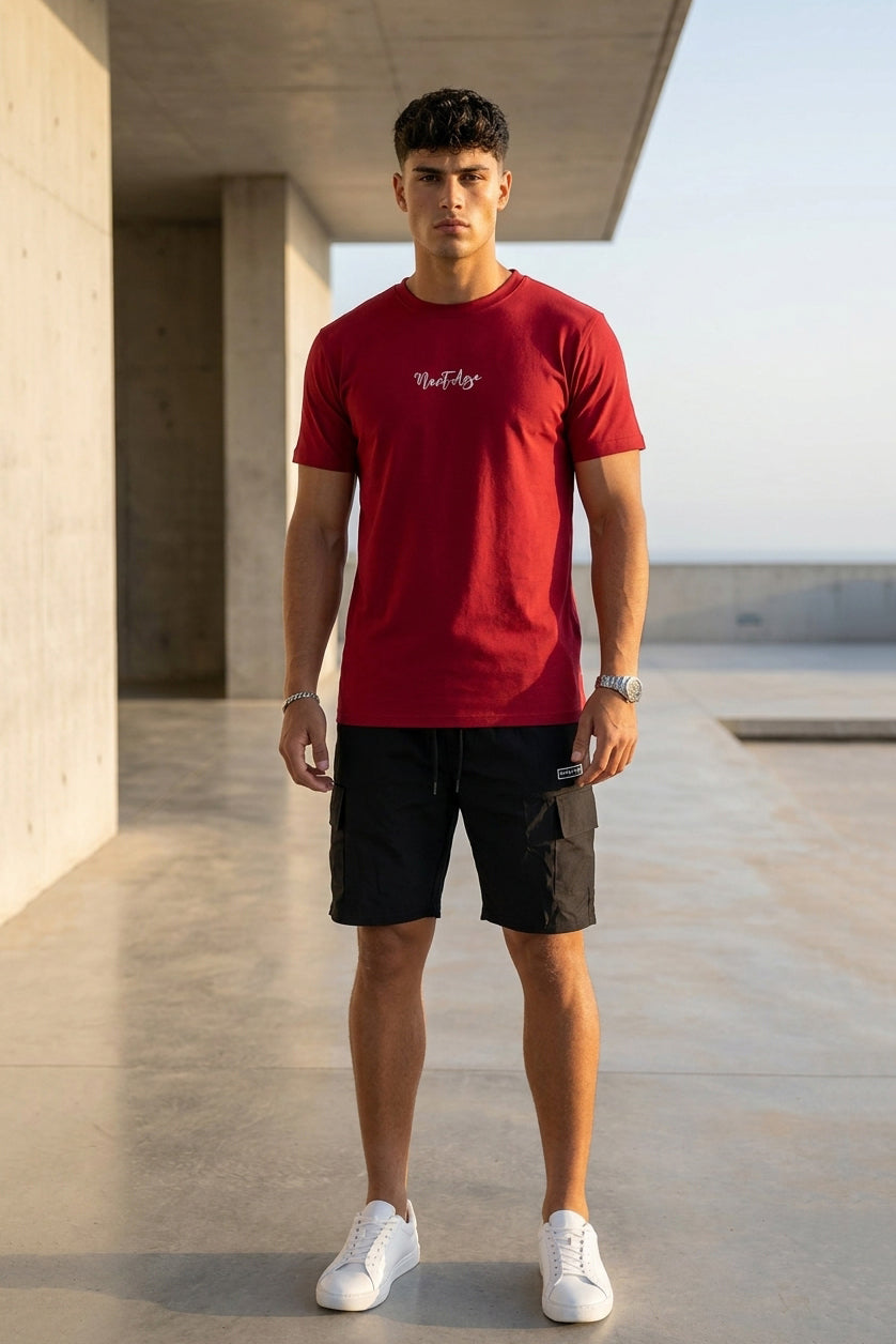 Nextage Maroon Street Cargo Short Set