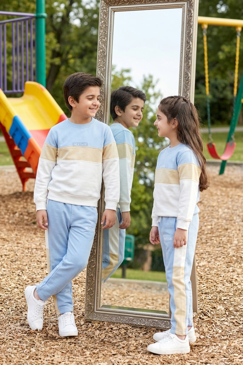 Nextage Kids Sky Blue Panel Detail Tracksuit