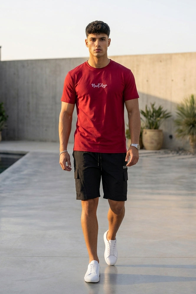 Nextage Maroon Street Cargo Short Set