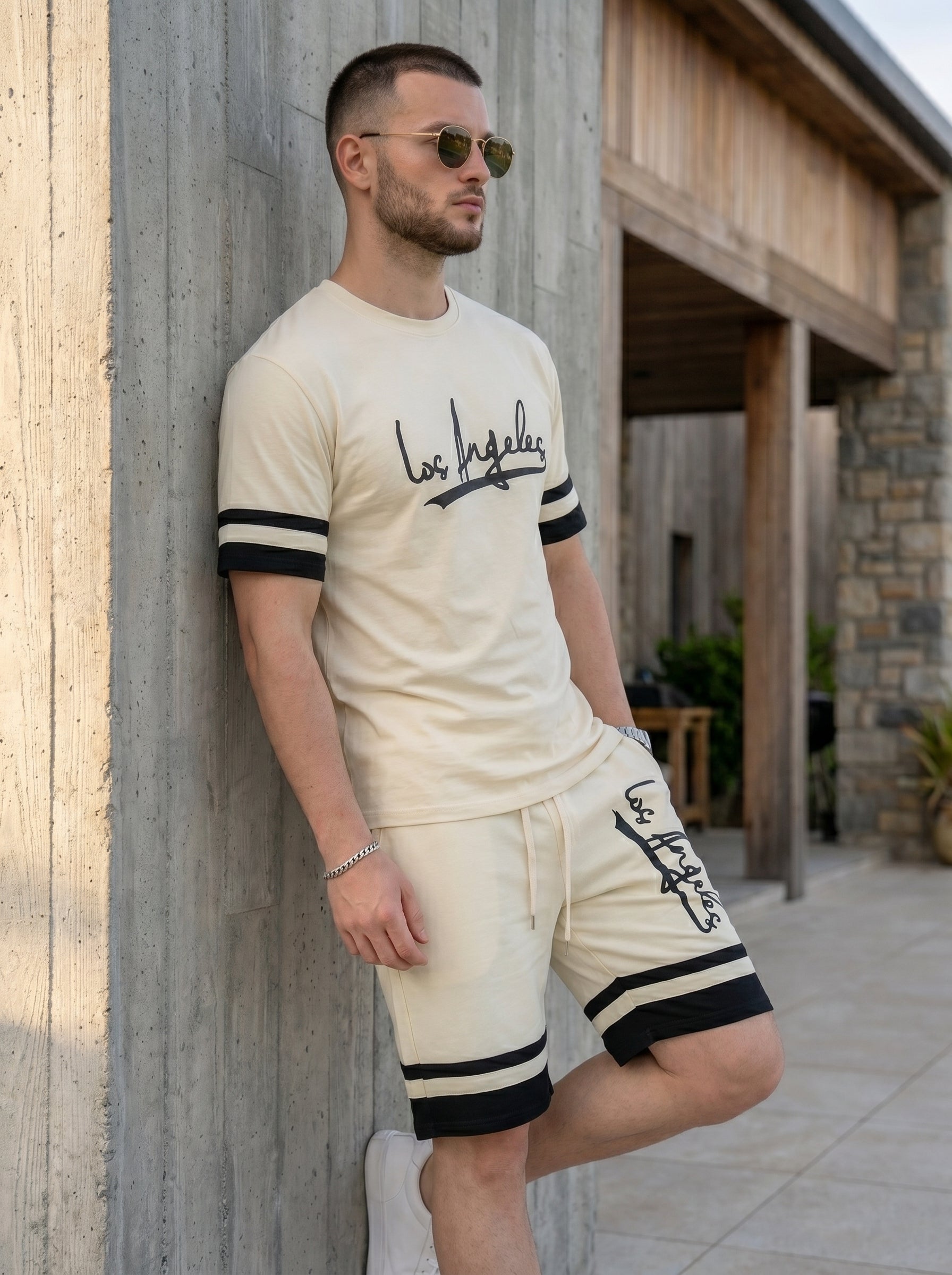 Nextage Graphic Cream Black Short Set