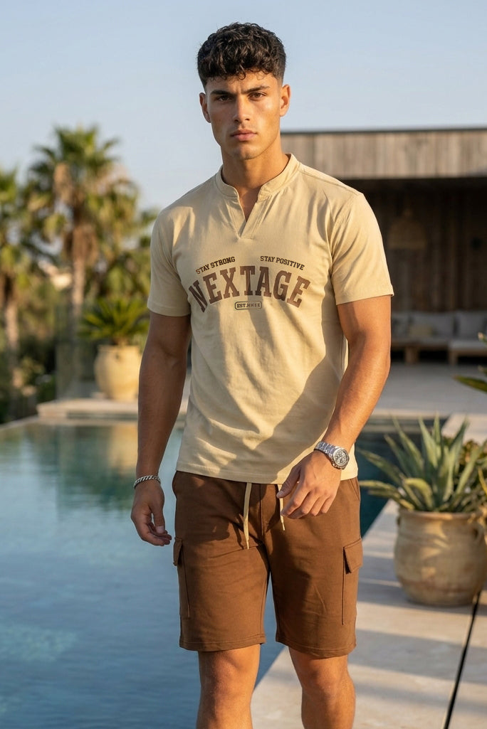Nextage Sand Beige Cargo Short Set