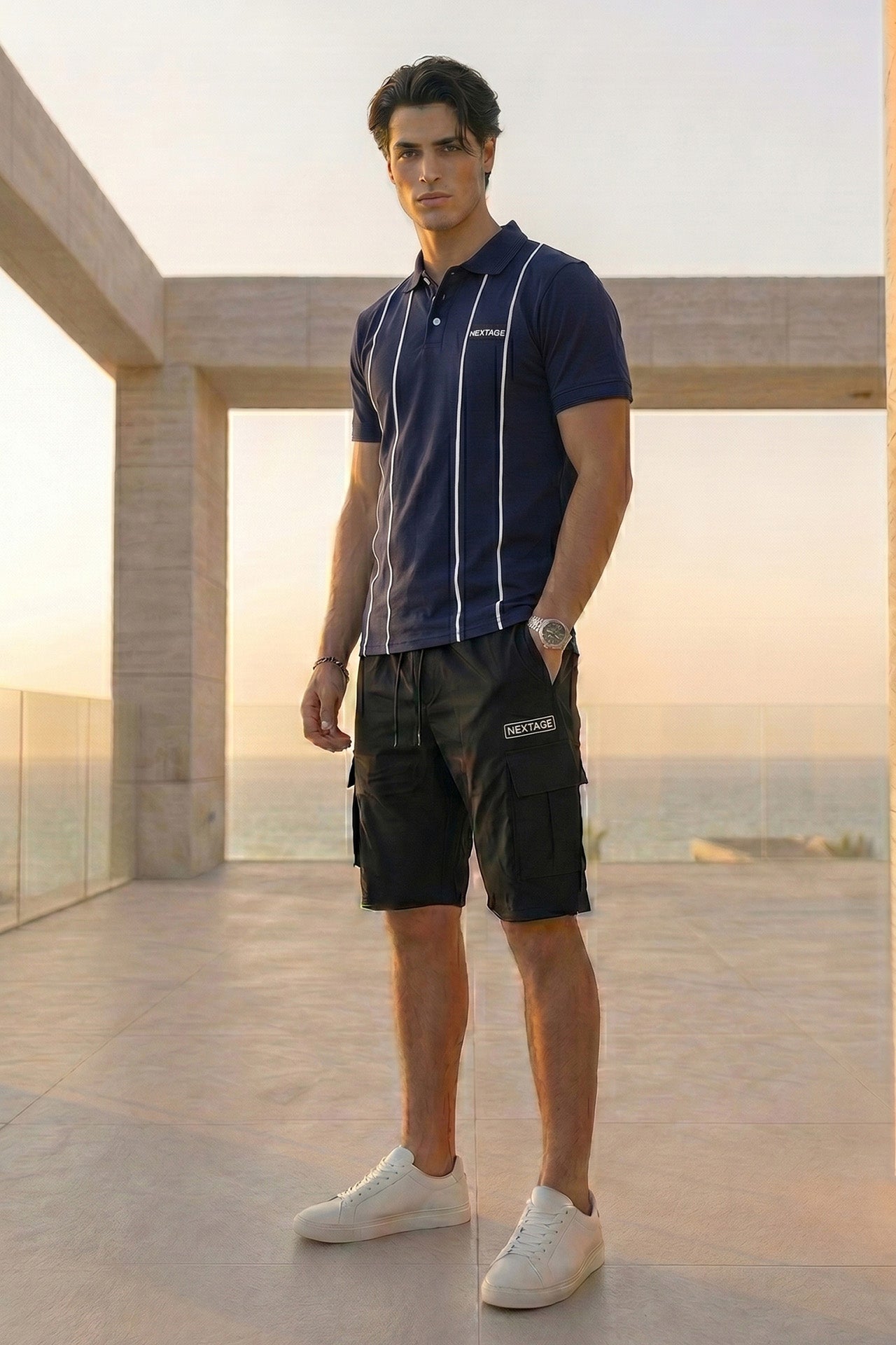 Nextage Premium Polo Cargo Short Set