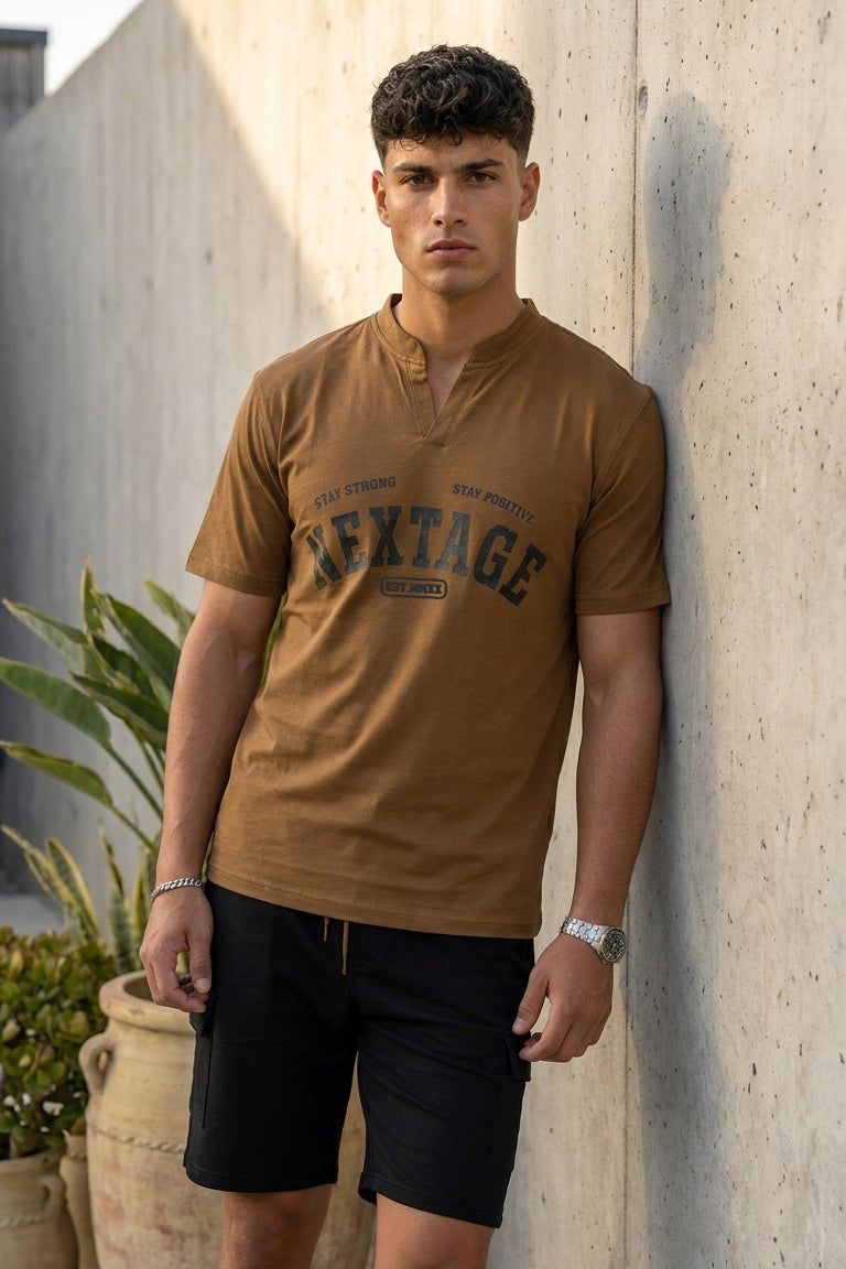 Nextage Mocha Black Cargo Short Set