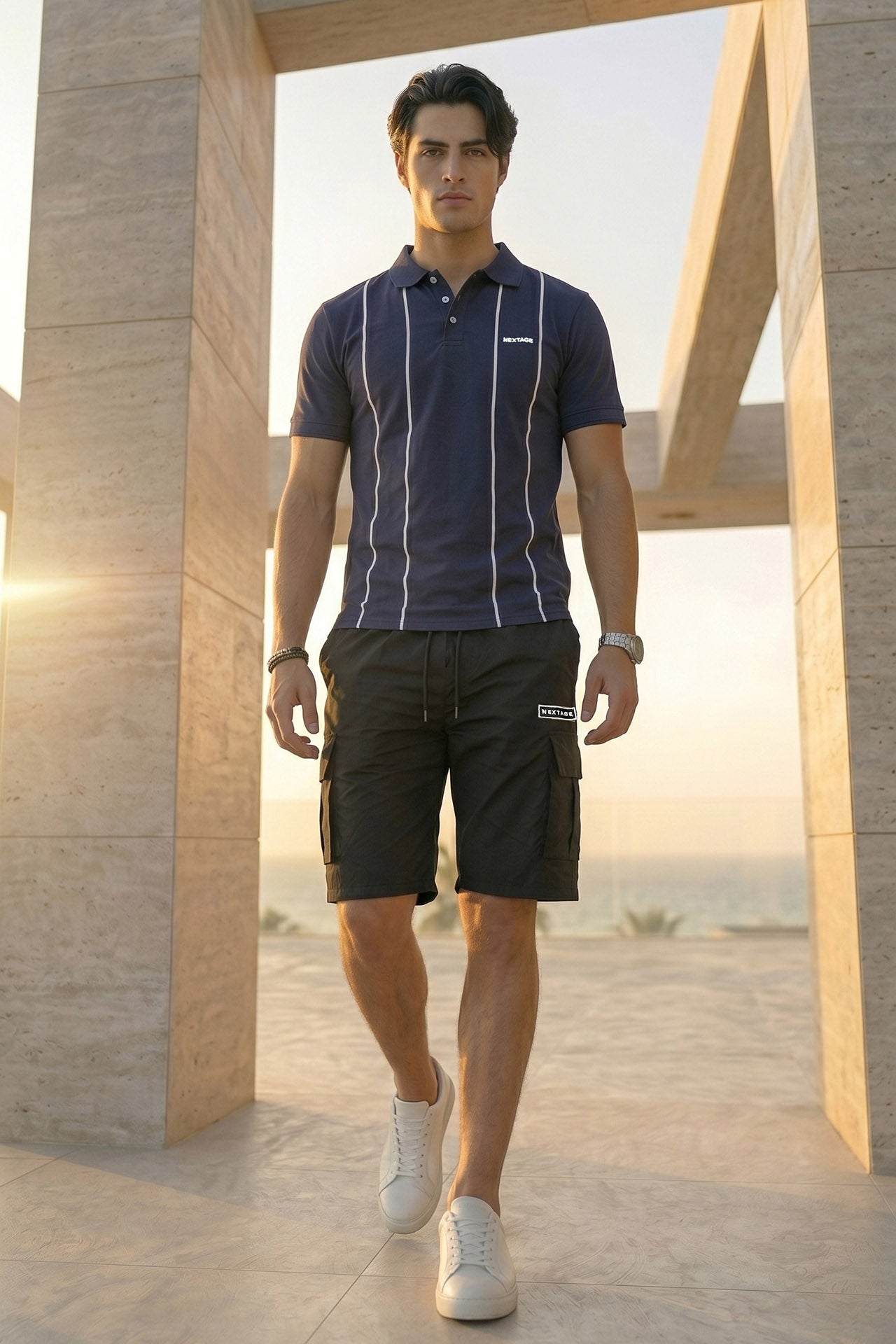 Nextage Premium Polo Cargo Short Set
