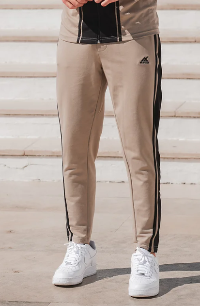 Nextage Beige Logo Stripes Trouser