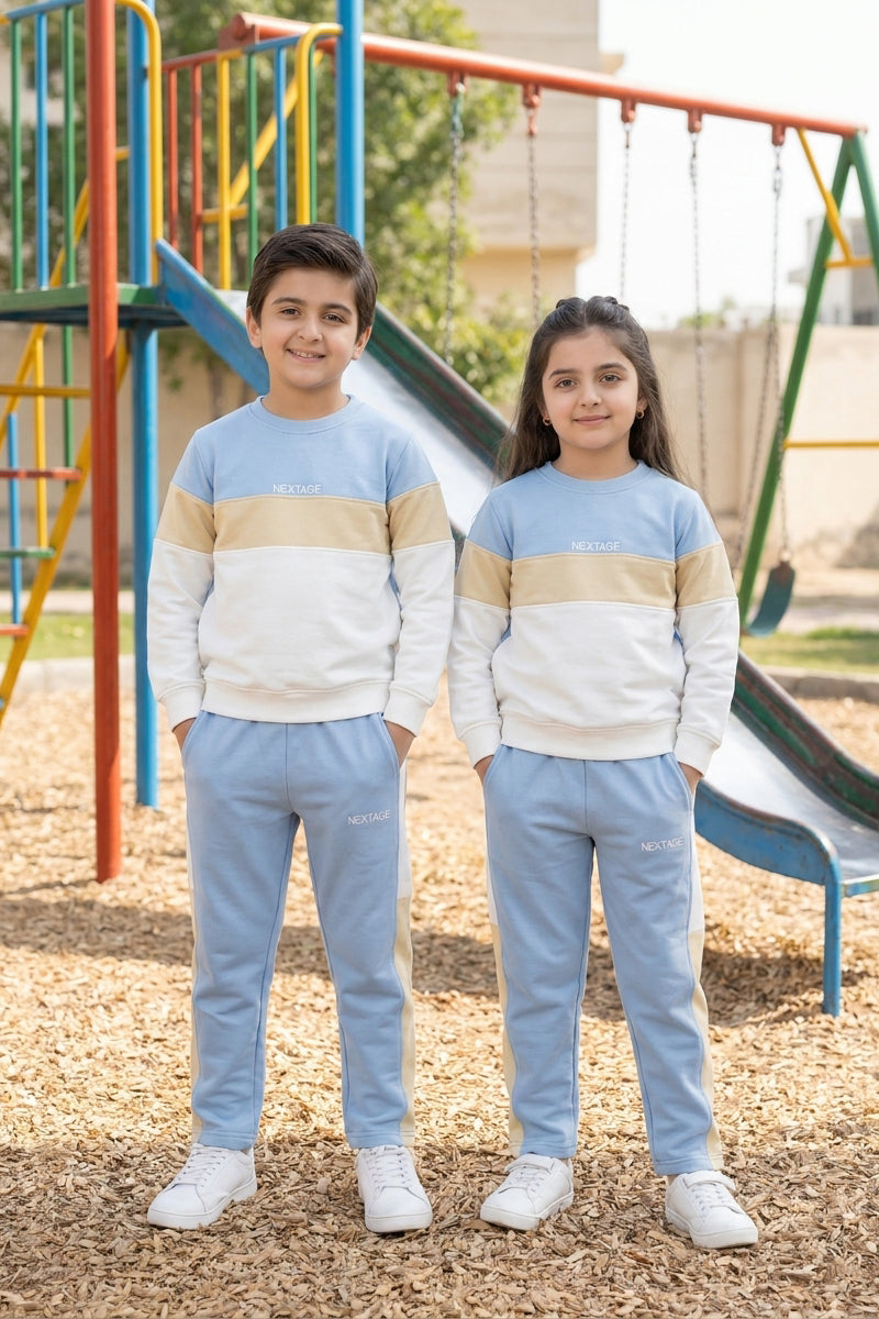 Nextage Kids Sky Blue Panel Detail Tracksuit