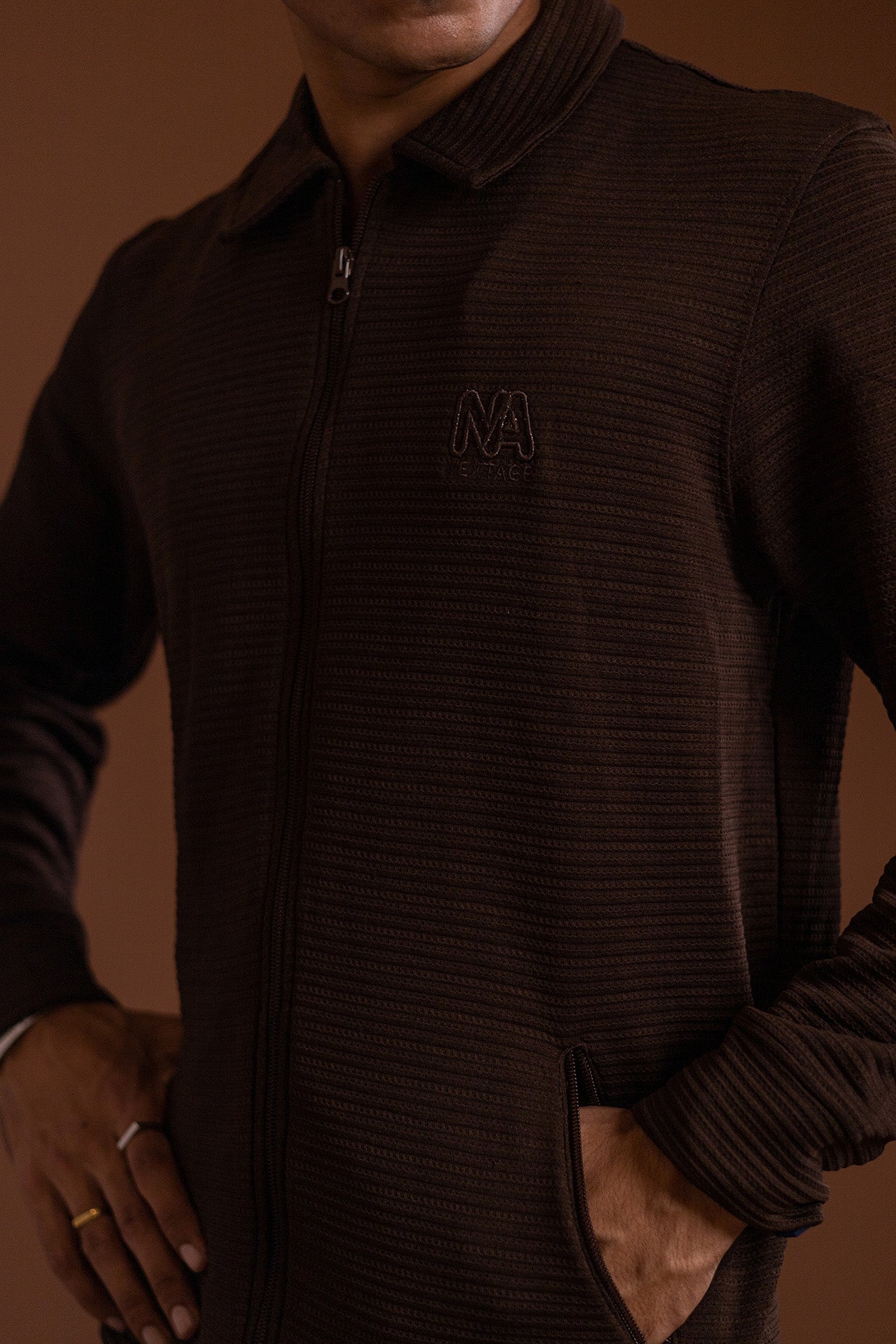 Nextage Classic Textured Brown Tracksuit