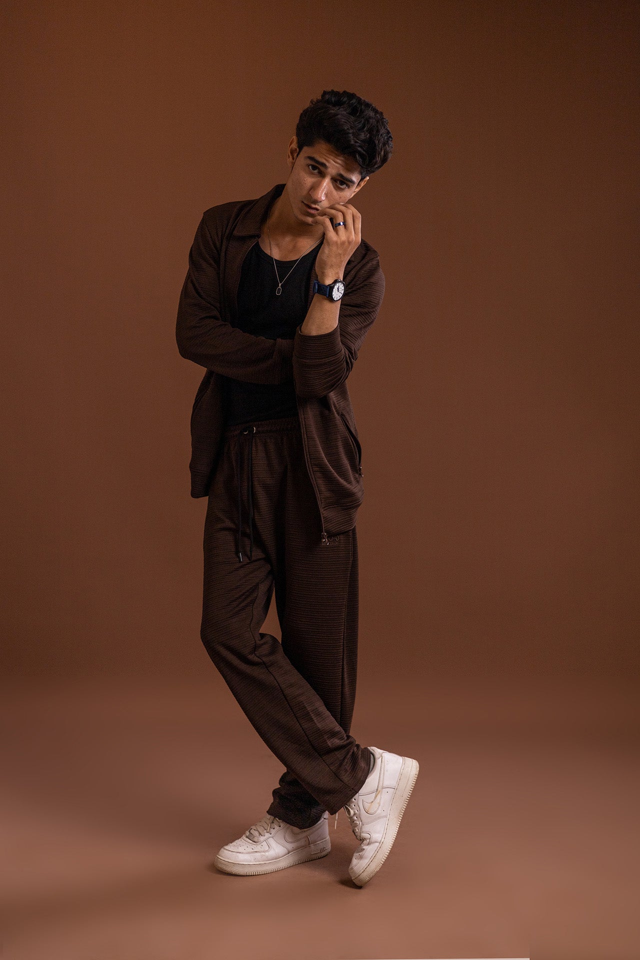 Nextage Classic Textured Brown Tracksuit