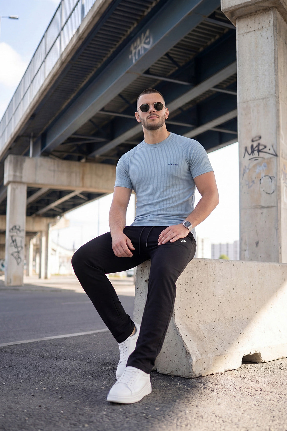 Nylon Mesh Ice Blue Summer Tracksuit