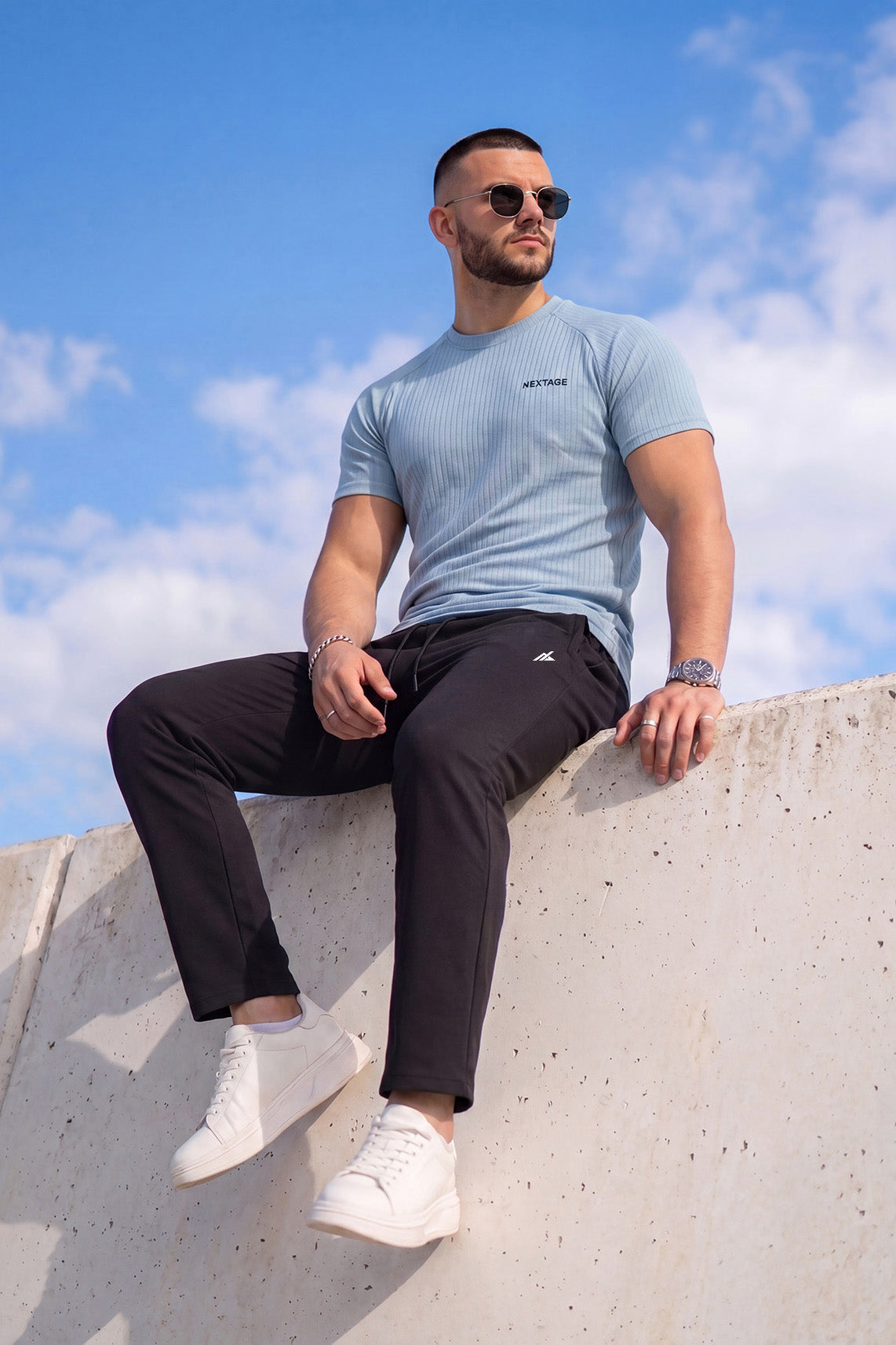 Nylon Mesh Ice Blue Summer Tracksuit