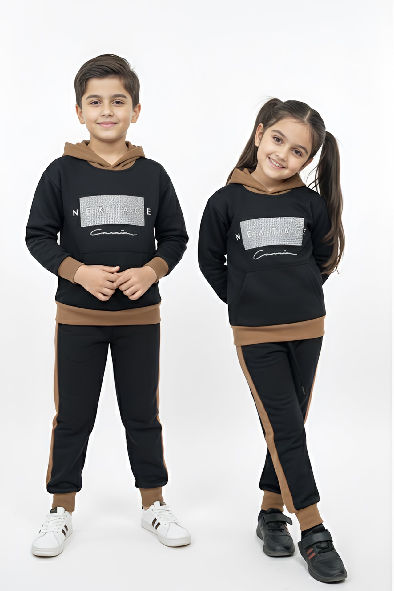 Nextage Kids Black Printed Tracksuit
