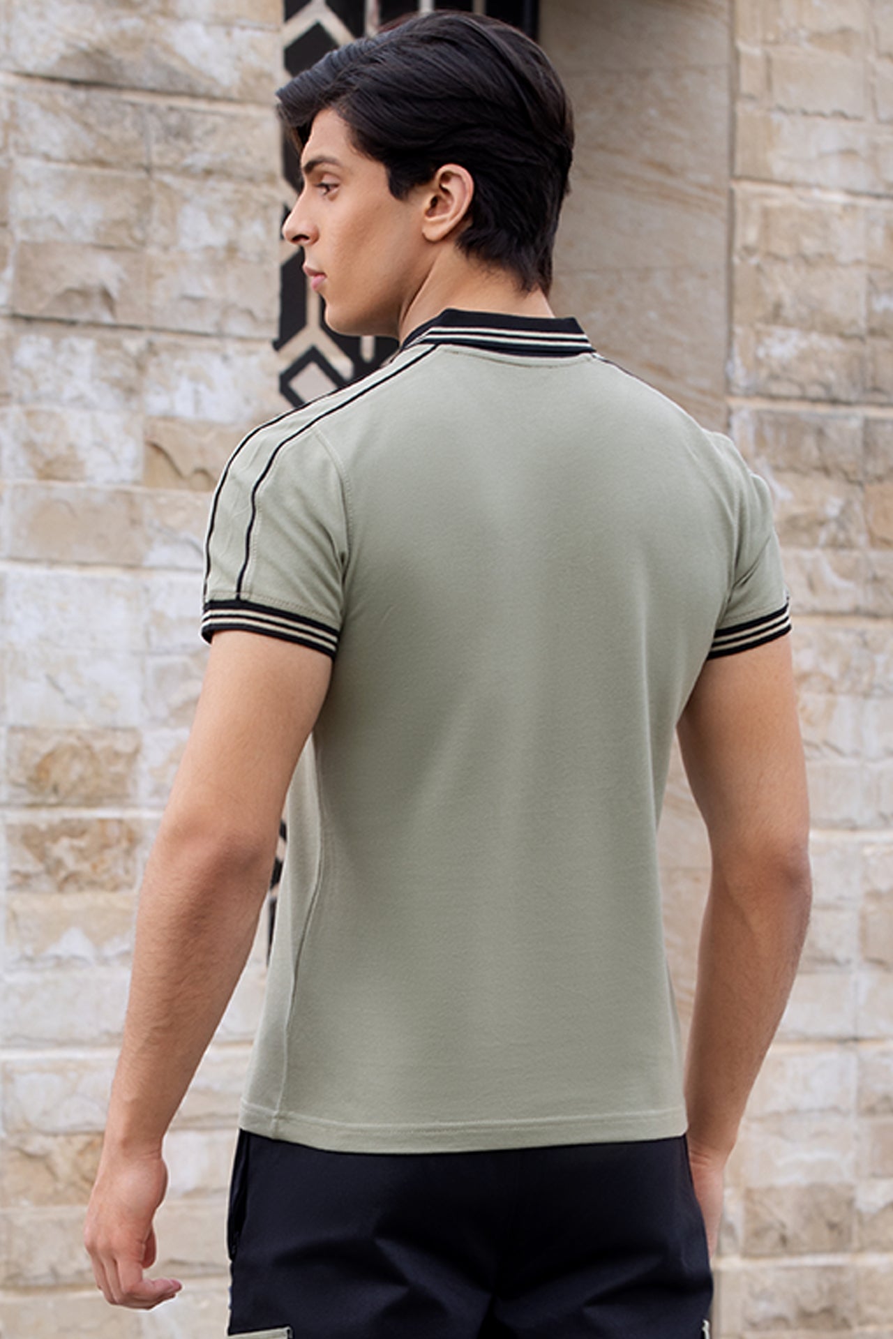 SEA GREEN CONTRAST POLO T-SHIRT