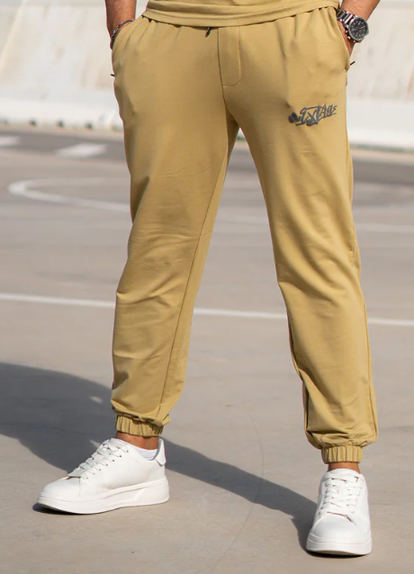 Nextage Khaki Puff Print Slogan Trouser