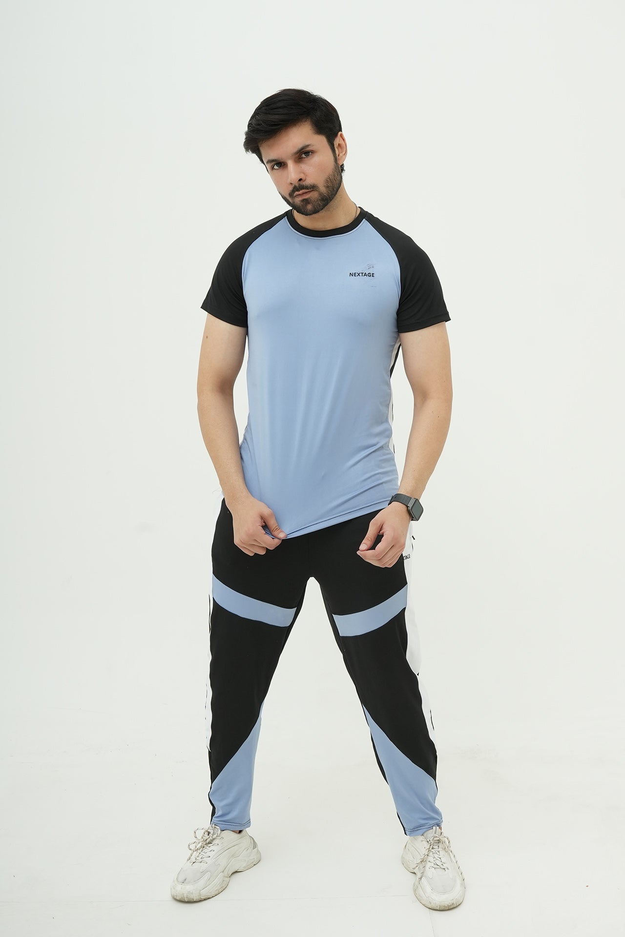 Nextage Sky Blue Black Contrast Tracksuit