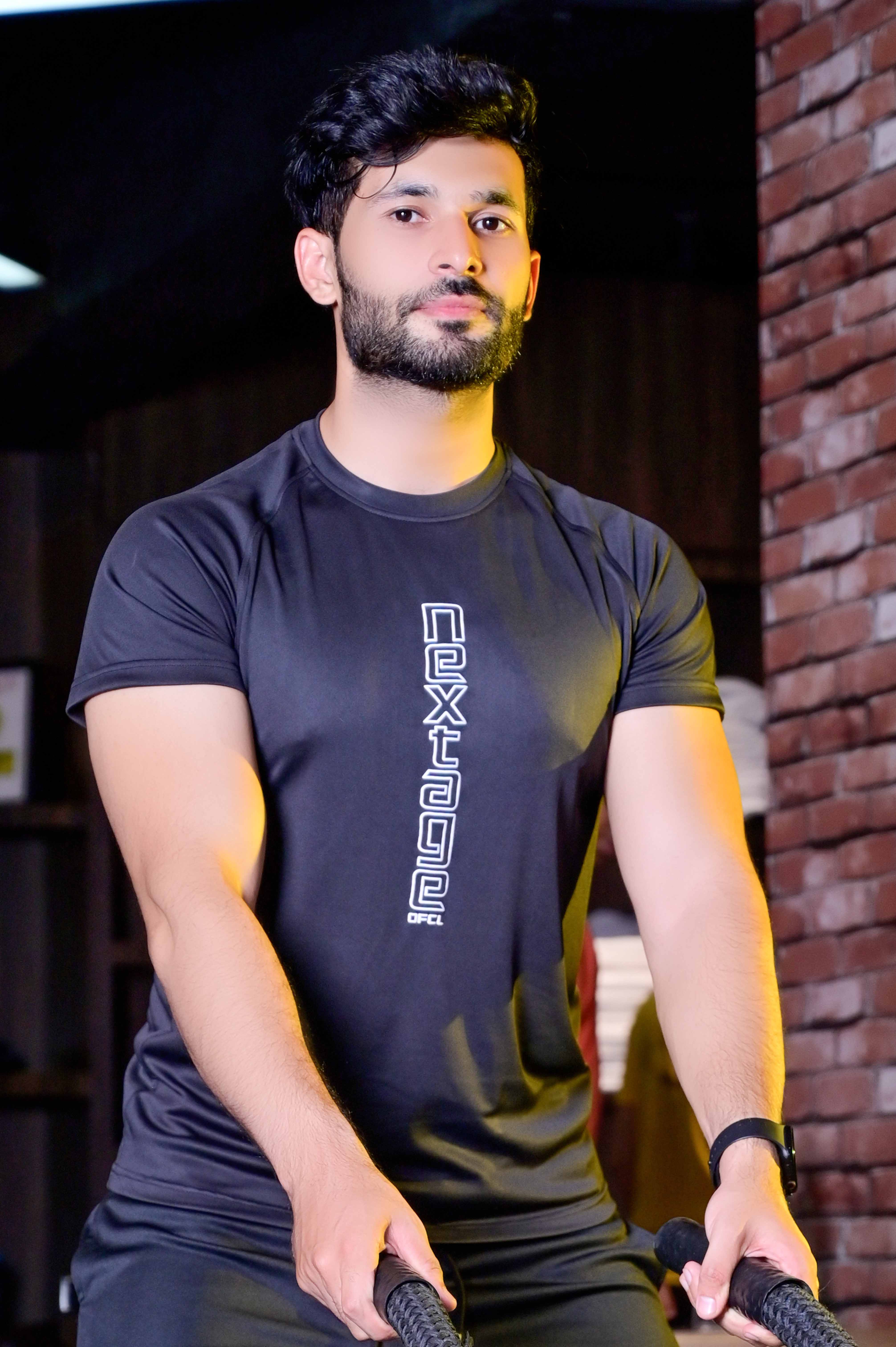 NEXTAGE Slogan Black Dri-Fit Shirt