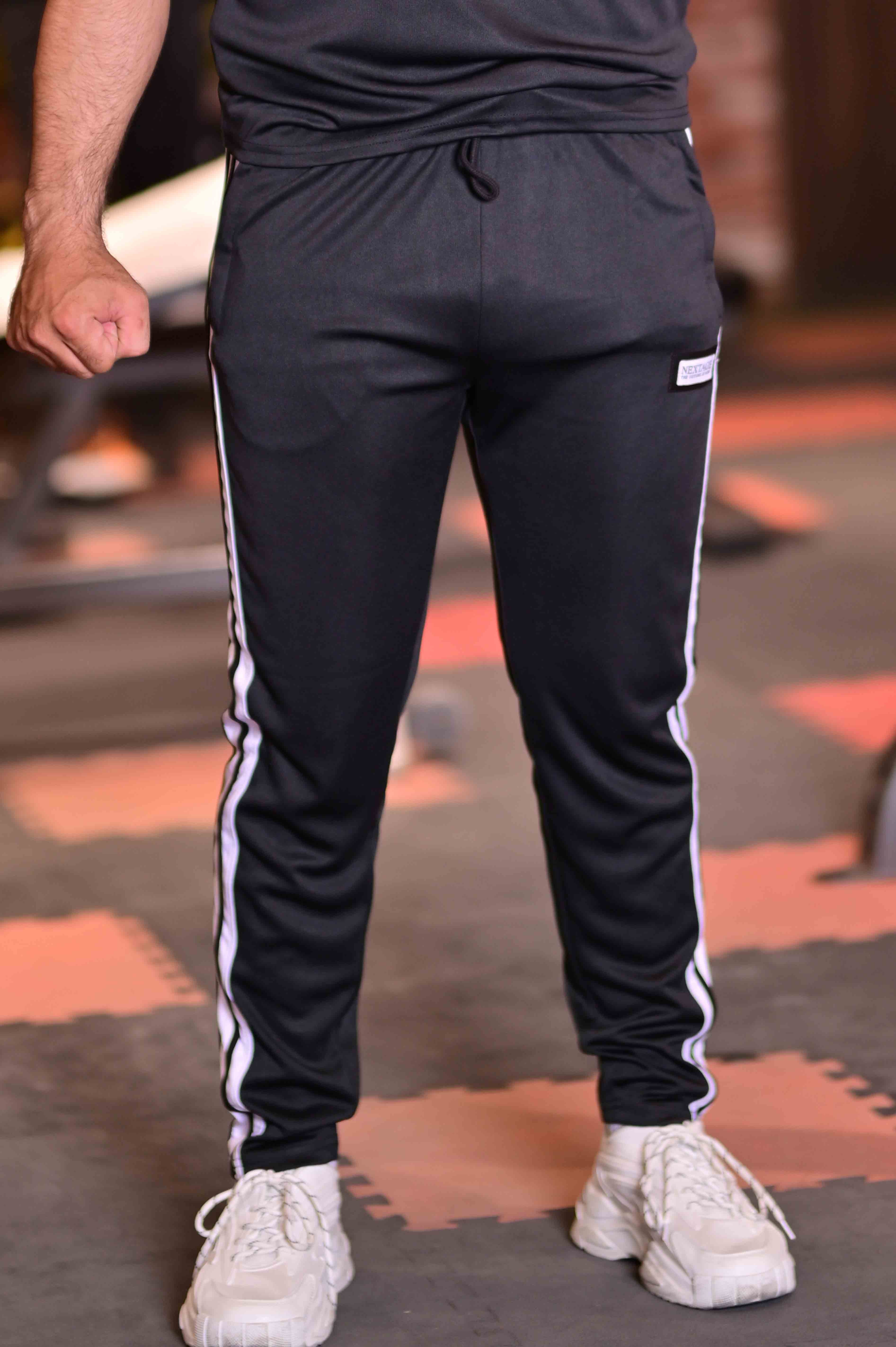 NEXTAGE Future Slogan Black Side Stripe Dri-Fit Trouser