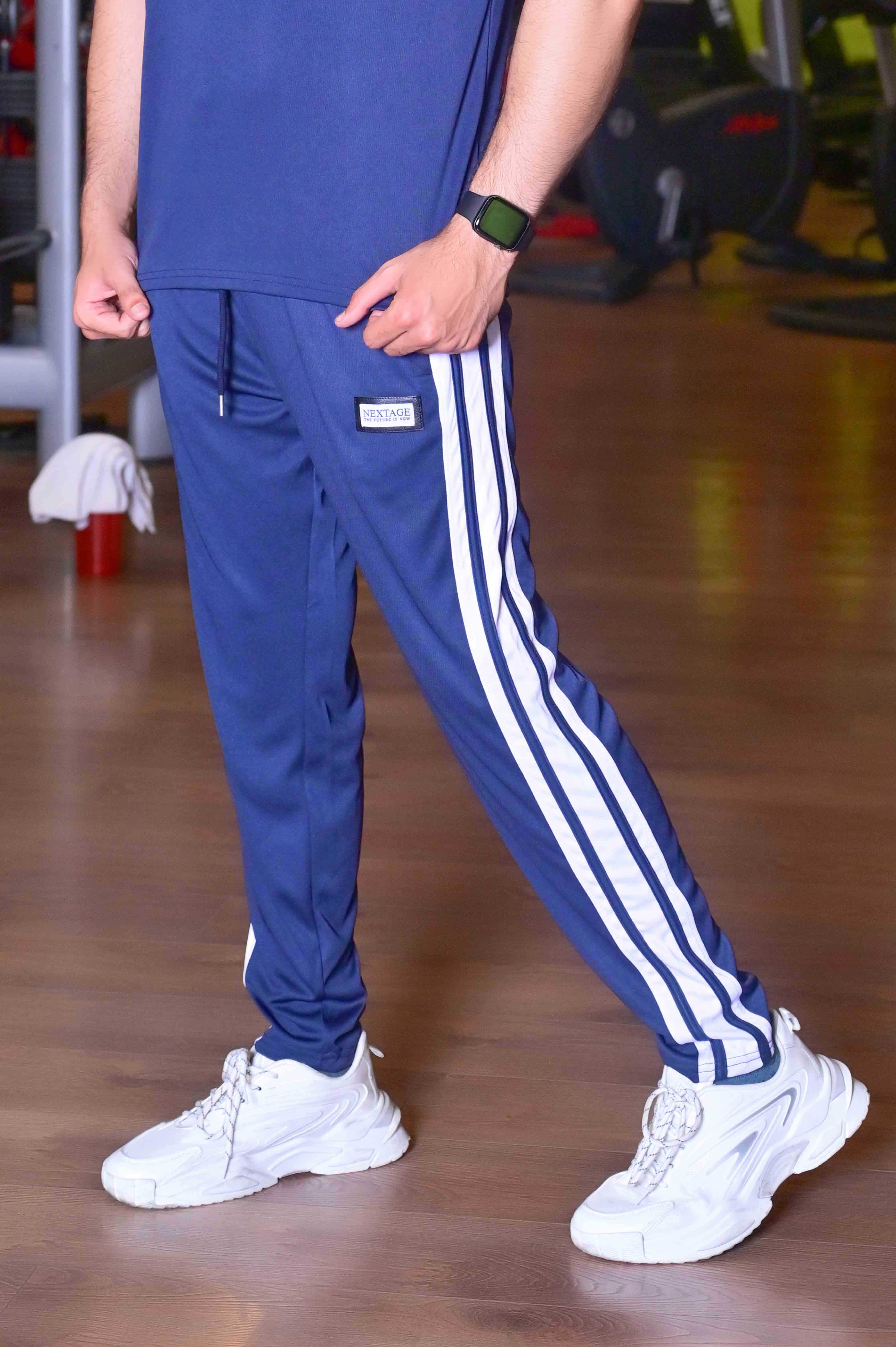 NEXTAGE Future Slogan Blue  Side Stripe Dri-Fit Trouser