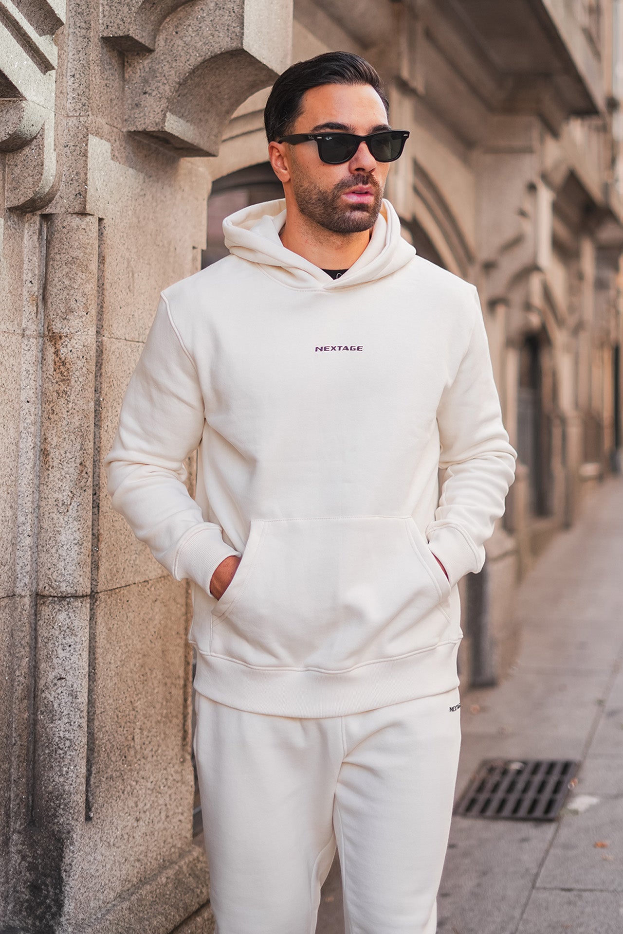 cream hoodie tracksuit for men, Winter Collection,