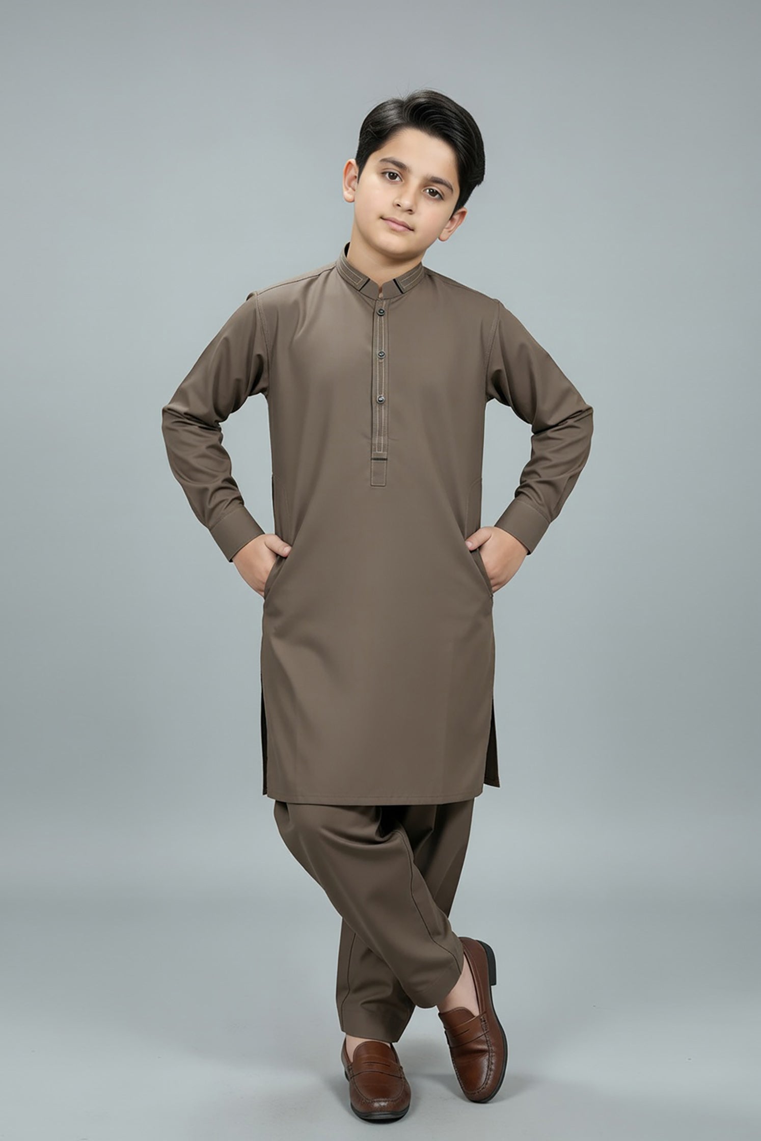 Nextage Kids Brown Kurta Shalwar Set Image 2