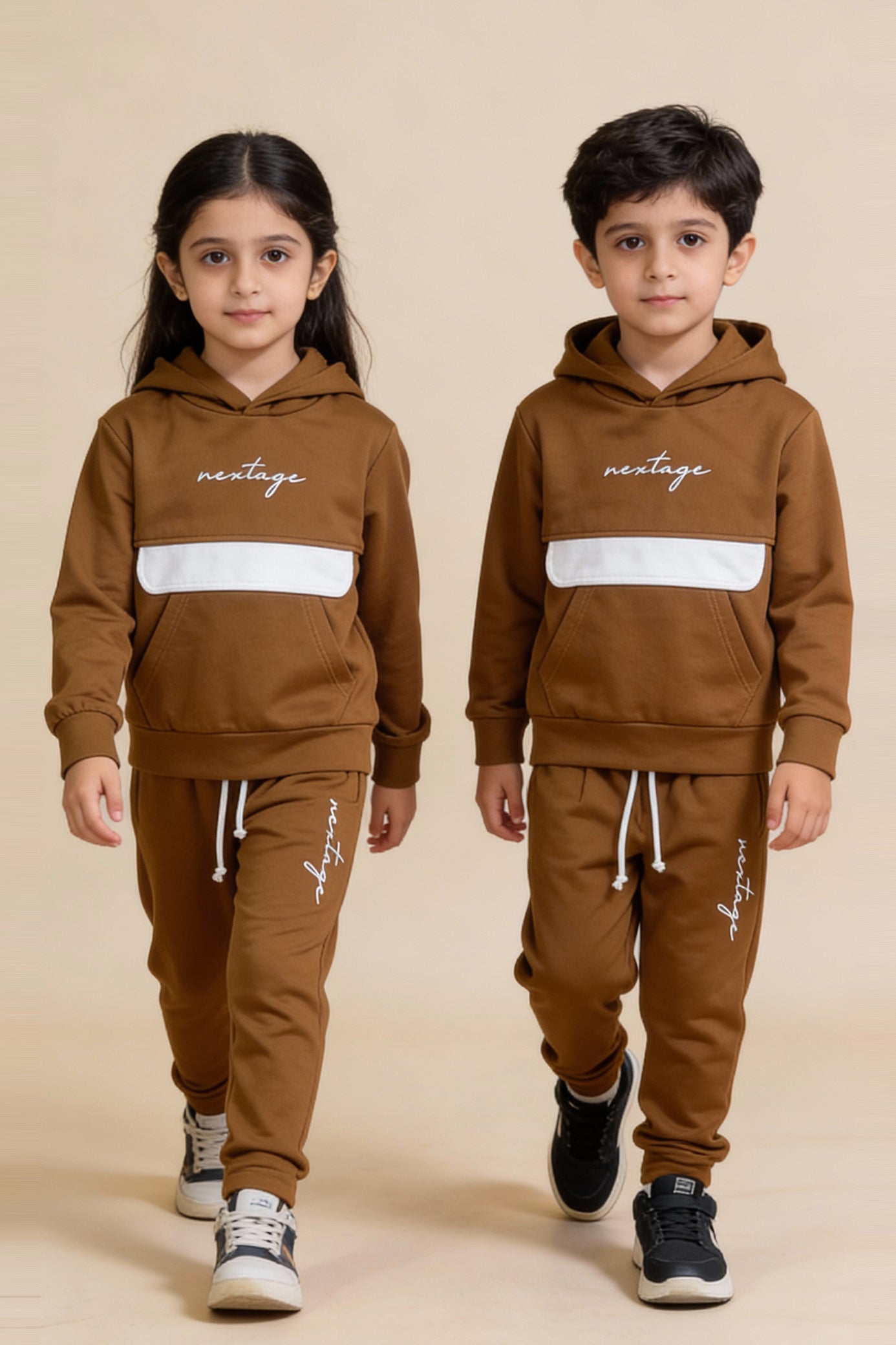 Nextage Brown Embroidered Tracksuit | Nextage Pakistan