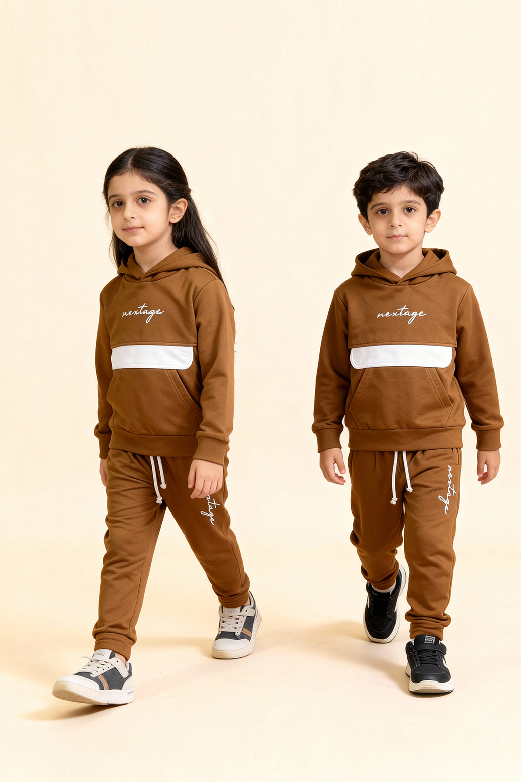 Nextage Brown Embroidered Tracksuit Image 2