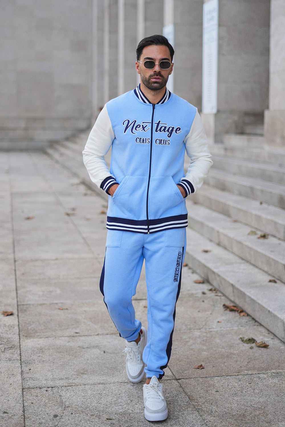 Nextage Blue Contrast Baseball Tracksuit - Winter Collection For Men's