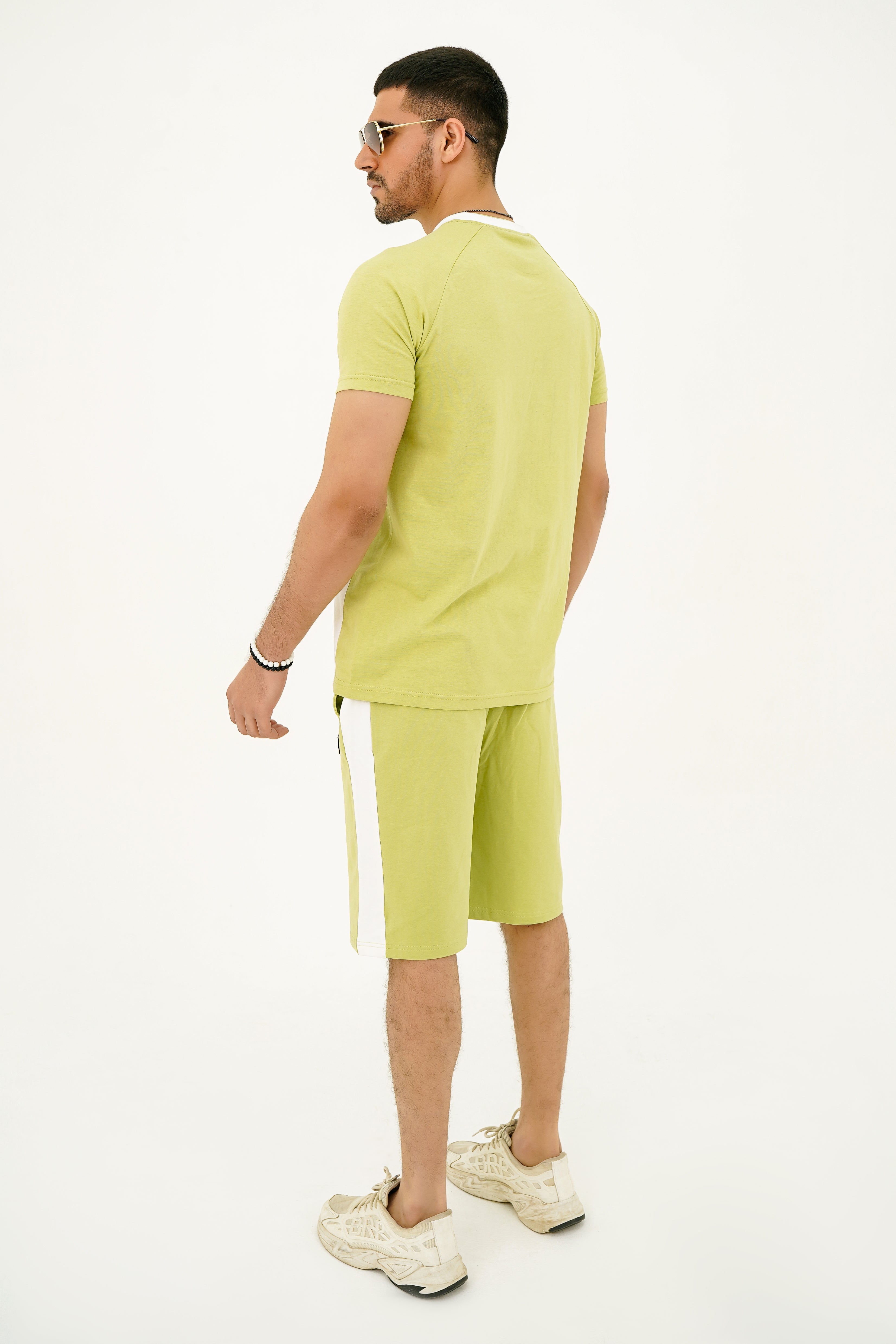 Nextage Printed Slogan Green white Short Set
