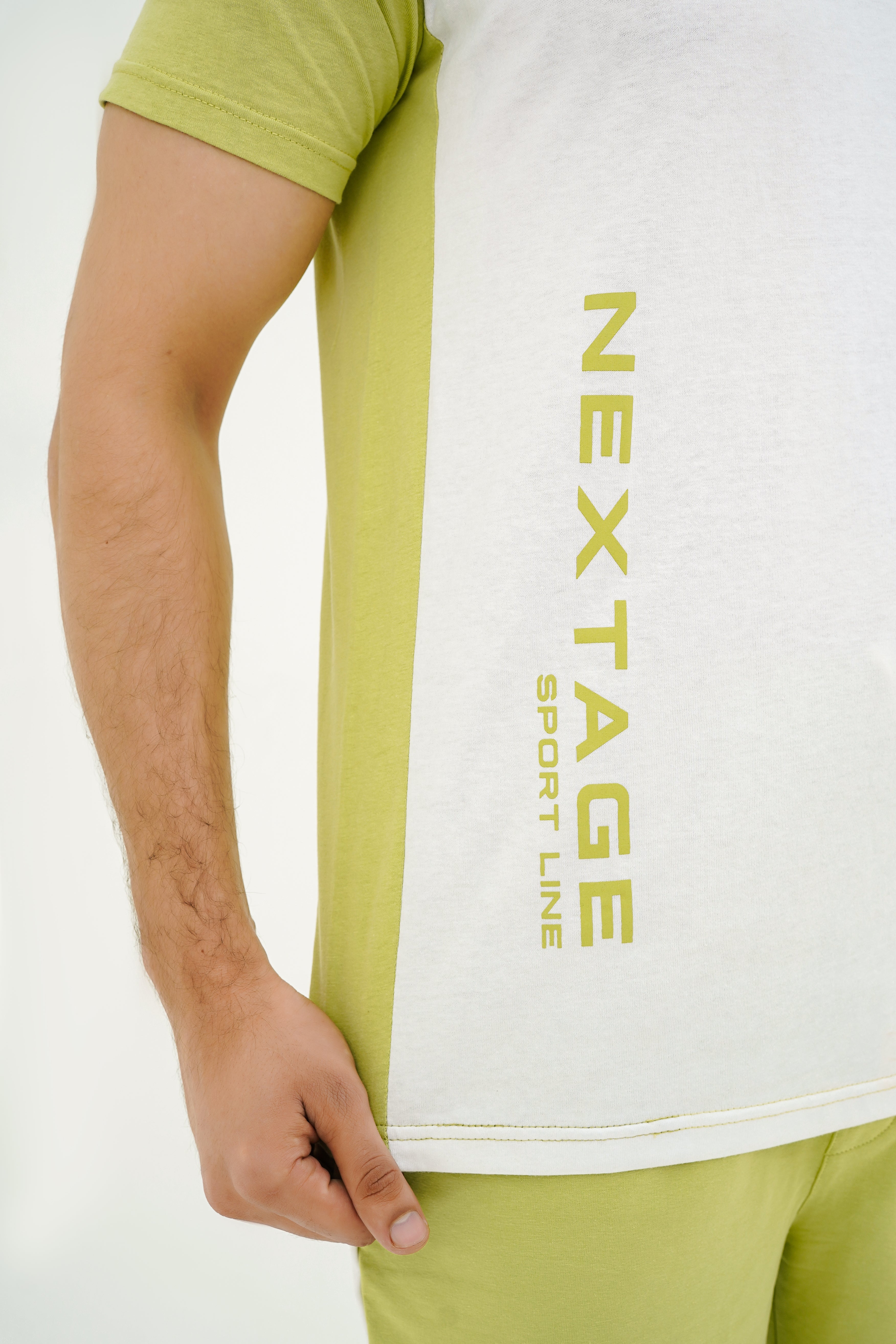 Nextage Printed Slogan Green white Short Set