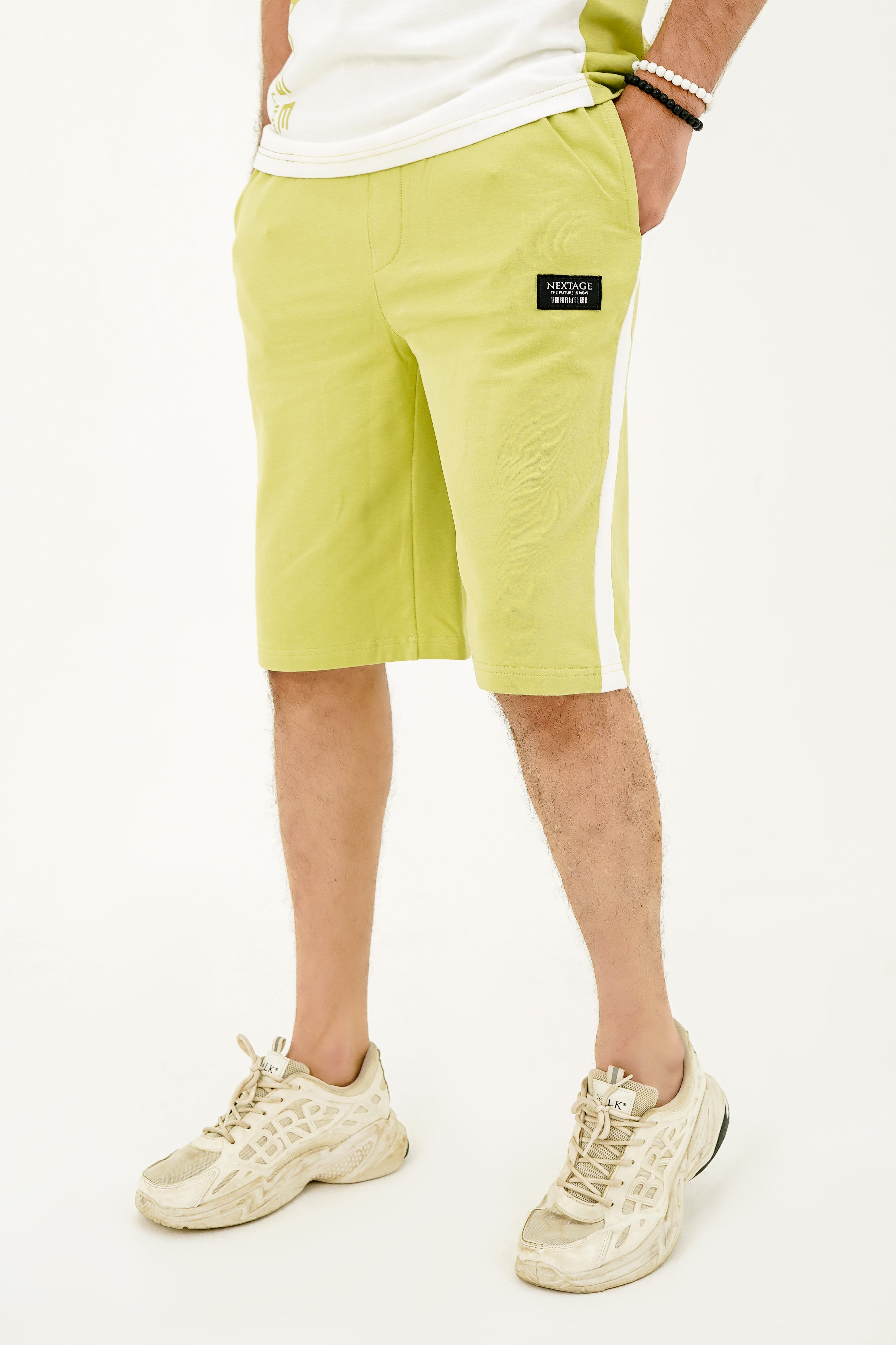 Nextage Printed Slogan Green white Short Set