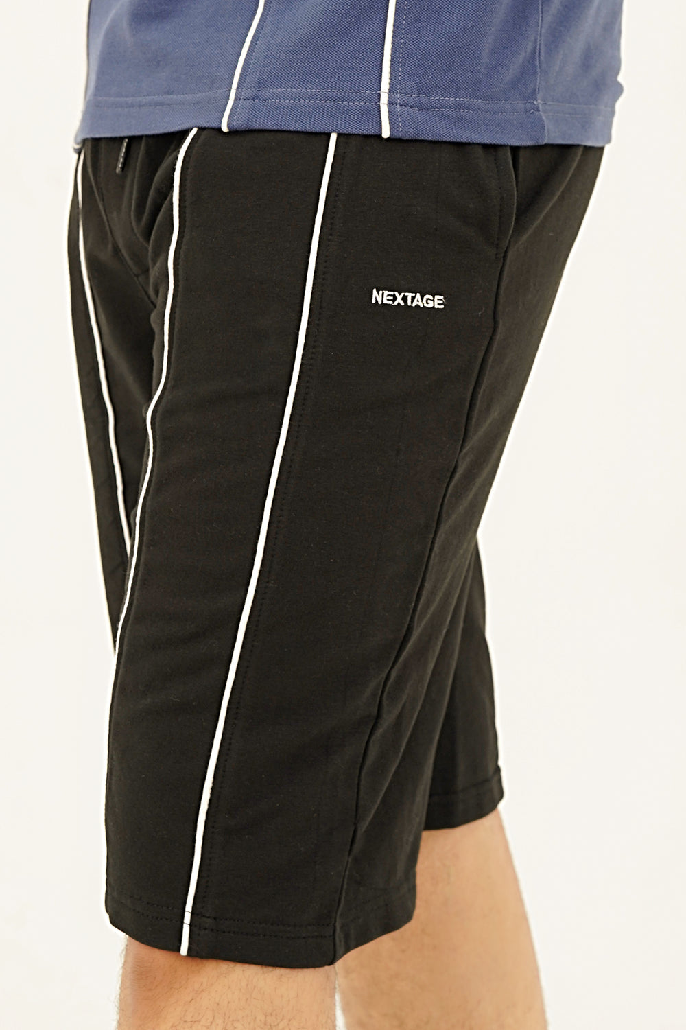 Nextage Navy Vertical Stripe Polo Short