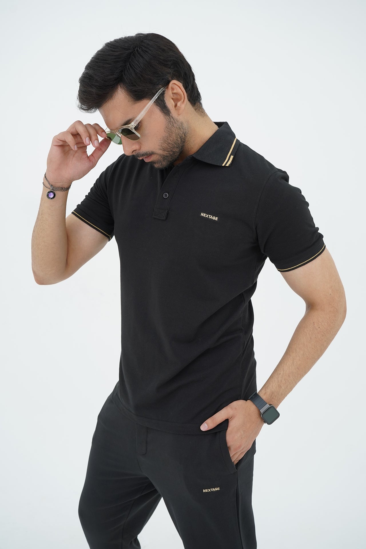 Black Golden Embroidered Tracksuit