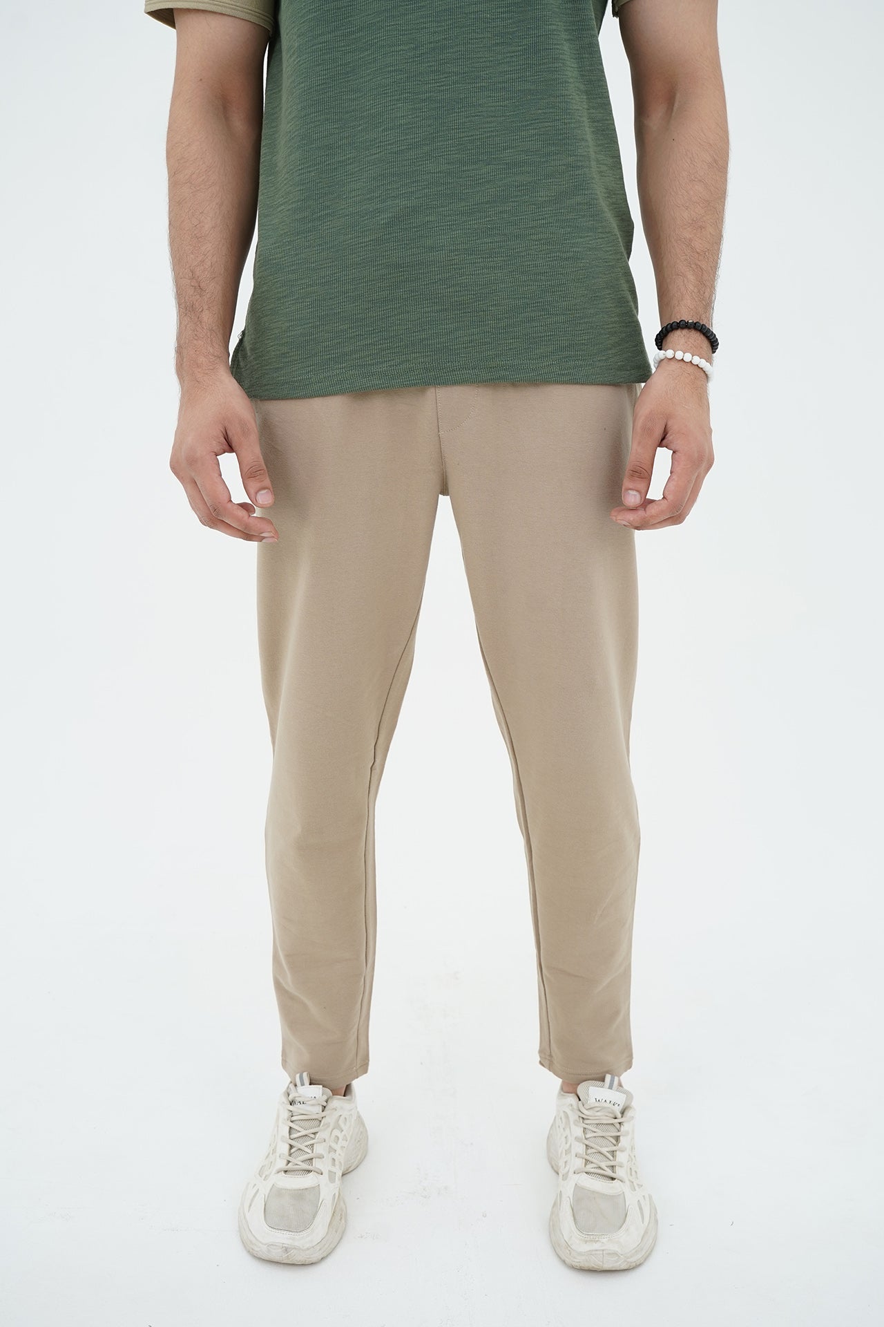 Green Slubbed Yarn Contrast Polo Tracksuit