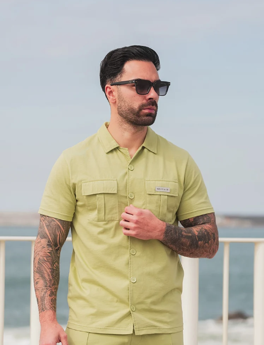 Nextage Front Pocket Detail Fern Green Shirt
