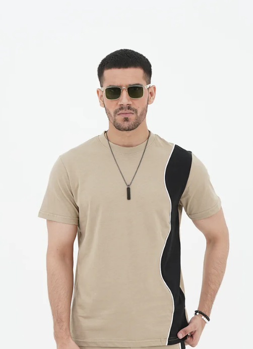 Sand Wavy Contrast Shirt