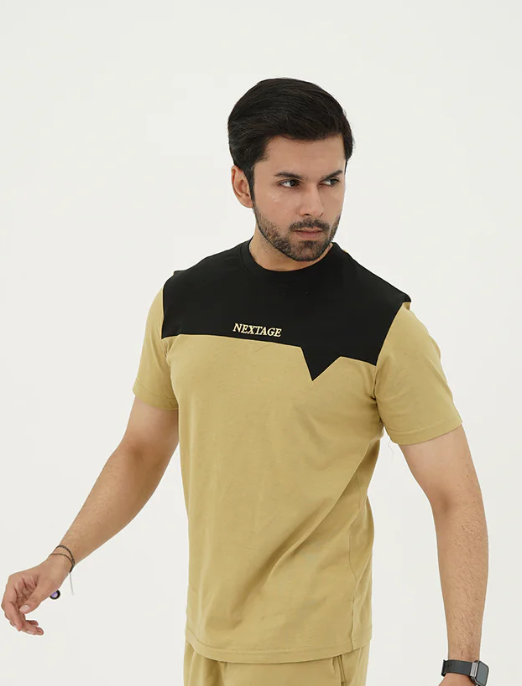 Khaki Black Panel Shirt